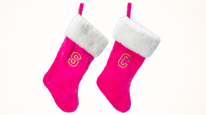 Pink Monogram Christmas Stockings