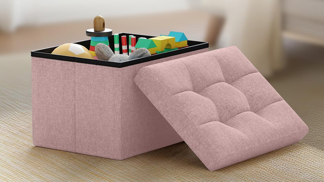 Pink Storage Ottoman