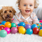 Playz Soft Plastic Mini Ball Pit Balls with Kid and Dog