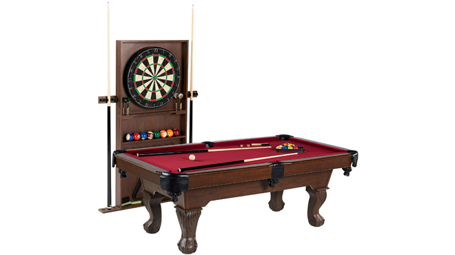 Pool Table Billiard Cue Rack Dartboard Set