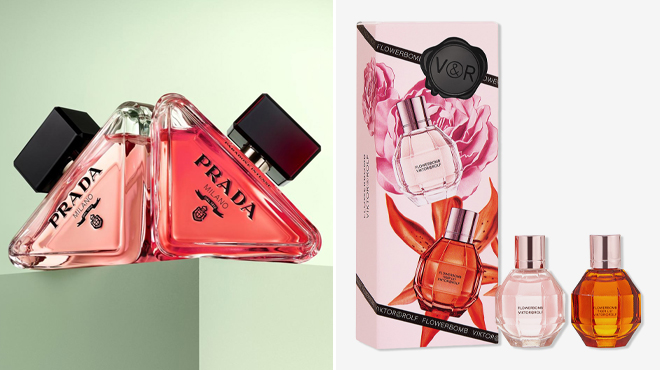 Prada Mini Paradoxe Perfume Set and ViktorRolf Mini Flowerbomb Perfume Set