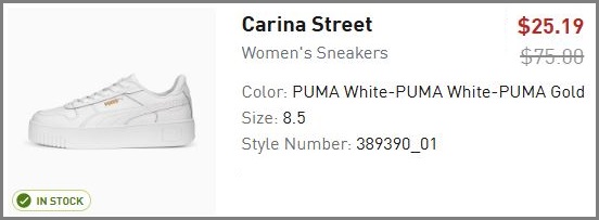 Puma Womens Carina Street Sneakers Checkout Summary