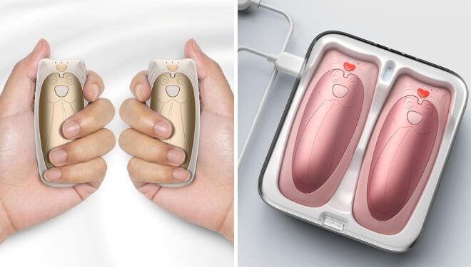 Rechargeable Hand Warmers in Gold and Pink Colors