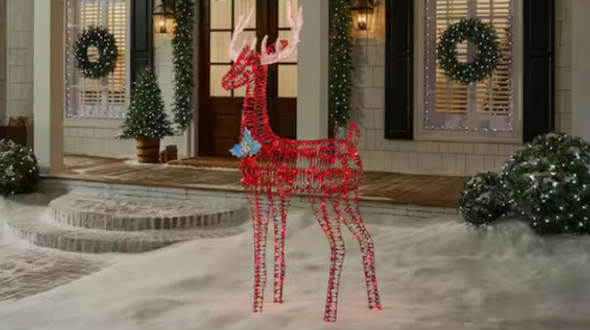 Red LED Metallic Buck Holiday Yard Decoration