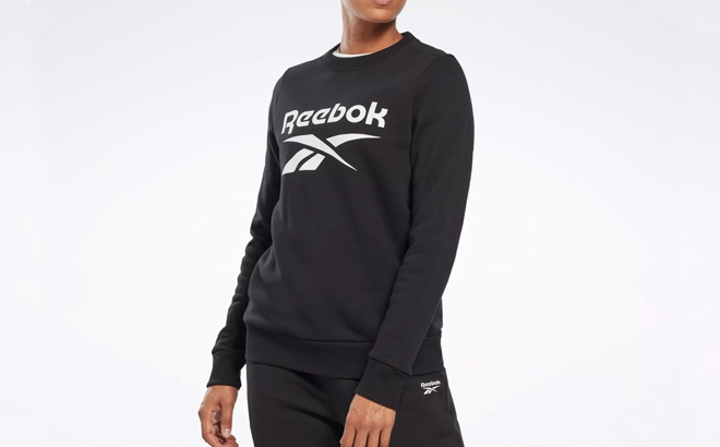 Reebok Womens Big Logo Fleece Crew Sweatshirt