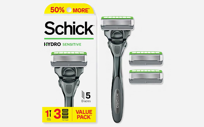 Schick Hydro Sensitive Razor Handle with 3 Refills