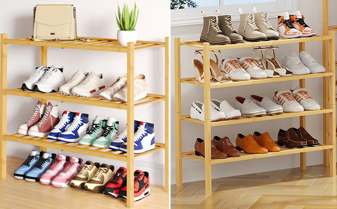 Smiry 3 Tier Bamboo Shoe Rack Storage Organizers