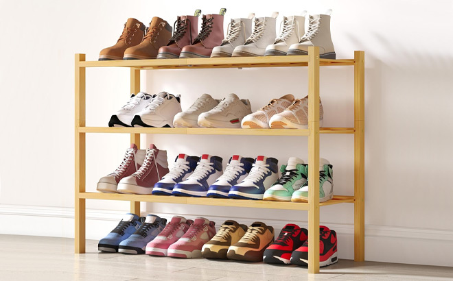 Smiry 3 Tier Bamboo Shoe Rack