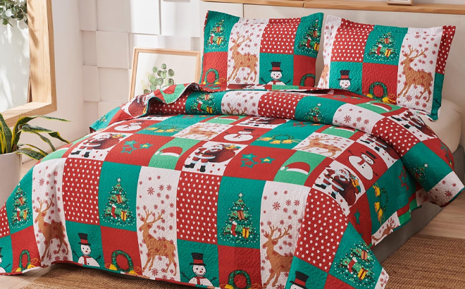 Smuge Christmas Bedspread Quilt Set