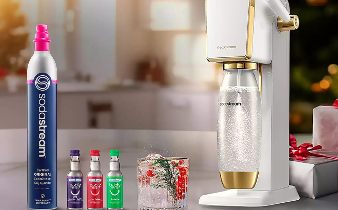 SodaStream Art Gold Tone Accented Bubly Sparkling Water Maker Kit