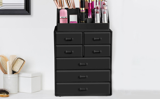 Sorbus Makeup Organizer on a counter 1