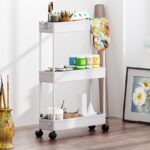 Spacekeeper 3 Tier Slim Rolling Storage Cart in the Room