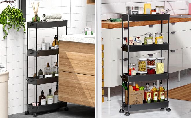 Spacekeeper 4 Tier Slim Rolling Storage Cart