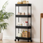 Spacekeeper Slim Rolling Storage Cart in Black Color