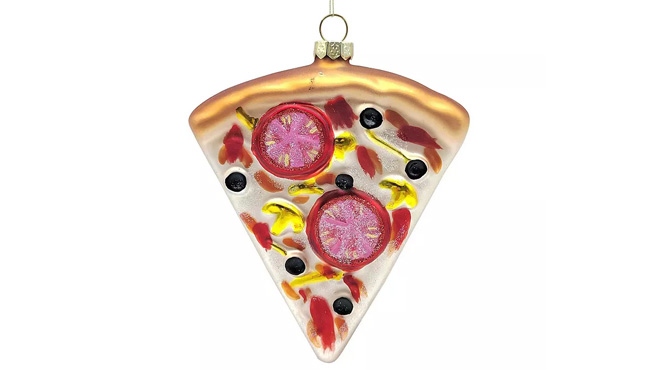 St Nicholas Square Glass Pizza Slice Ornament