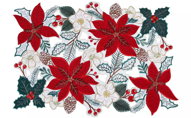 St Nicholas Square Poinsettia Cutout Placemat