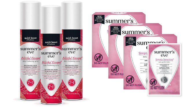 Summers Eve Daily Refreshing Feminine Spray 3 Pack and Wipes