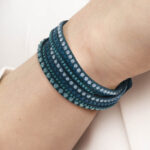 Swarovski Slake Teal 2 in 1 Wrap Bracelet on a Wrist