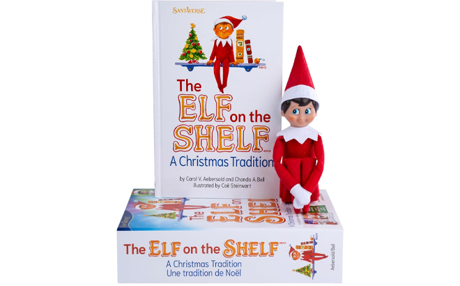 The Elf on the Shelf and an Artfully Illustrated Storybook and a Box