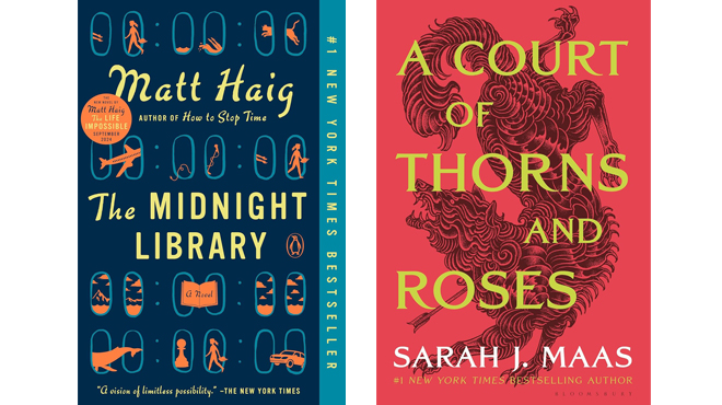 The Midnight Library by Matt Haig and A Court of Thorns and Roses by Sarah J Maas