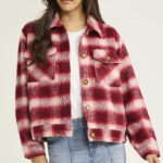 Time and Tru Womens Cropped Plaid Button Down Shacket