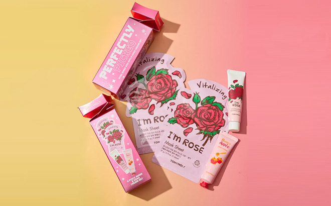 TonyMoly 4 Piece Perfectly Picked Rose Mask and Apple Hand Cream Set