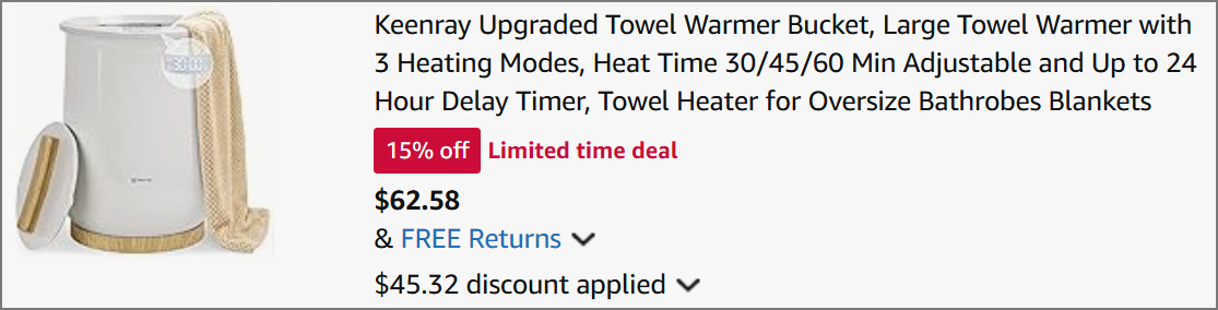 Towel Warmer at Checkout