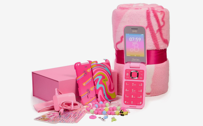 Tracfone HMD Barbie Flip Phone Bundle