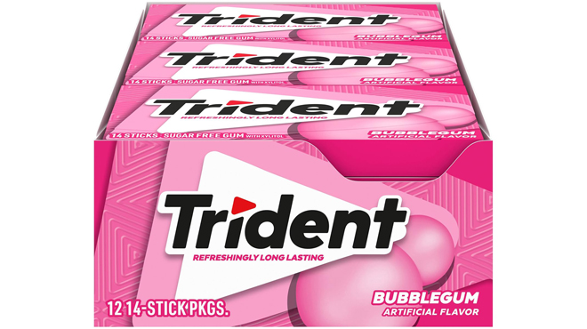 Trident Bubblegum Sugar Free Gum 12 Pack