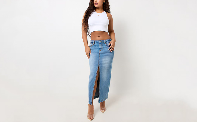 True Religion DENIM SLIT MAXI SKIRT 2