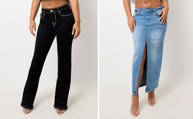 True Religion DENIM SLIT MAXI SKIRT