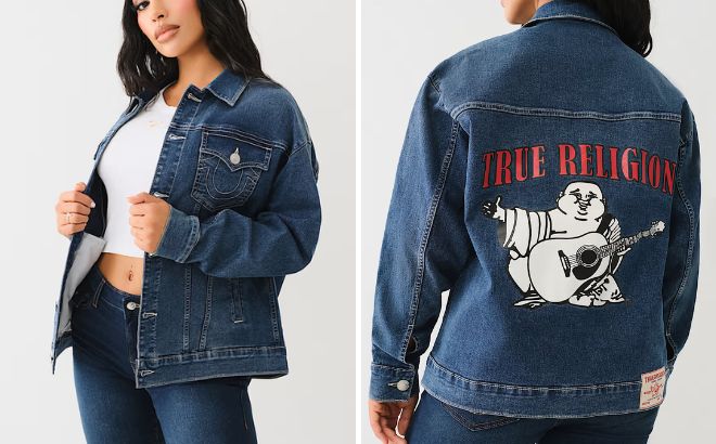 True Religion Logo Oversized Denim Jacket