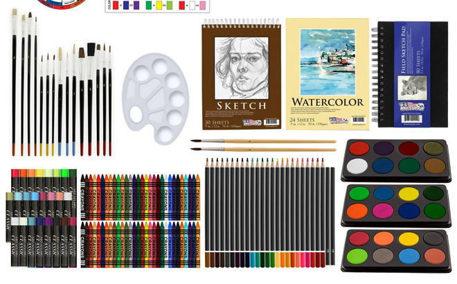 U S Art Supply 162 Piece Deluxe Mega Wood Box Art Set