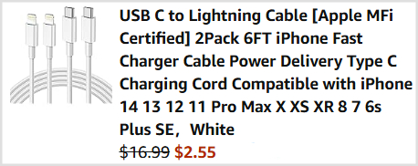 USB C to Lightning Cable Checkout