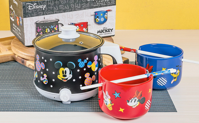 Uncanny Brands Disney Mickey 16 oz Hot Pot w Accessories