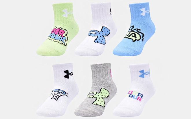 Under Armour Baby UA Essential School Daze Quarter Socks 6 Pack