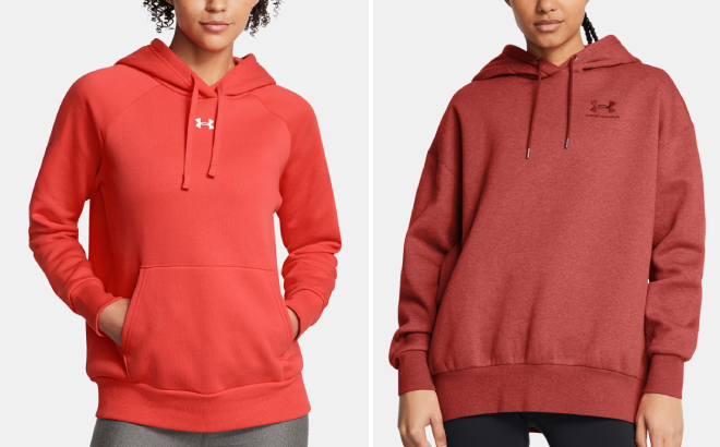 Under Armour Womens UA Rival Fleece Hoodie and Icon Fleece Oversized Hoodie