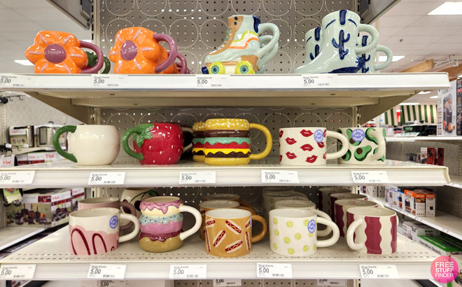 Various Room Essentials Mugs on Shelves at Target Store