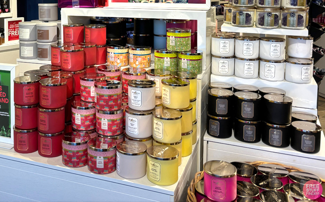 Various Scents of Bath & Body Works Candles on a Table