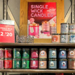 Various Scents of Bath & Body Works Single Wick Candles on a Shelf