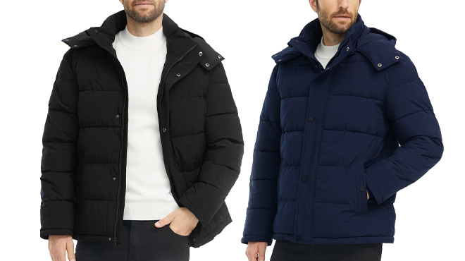 Wantdo Mens Winter Puffer Jacket with Removable Hood