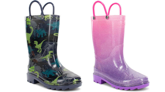 Western Chief Kids Dino Rain Boots and Western Chief Kids Glitter Ombre Rain Boots