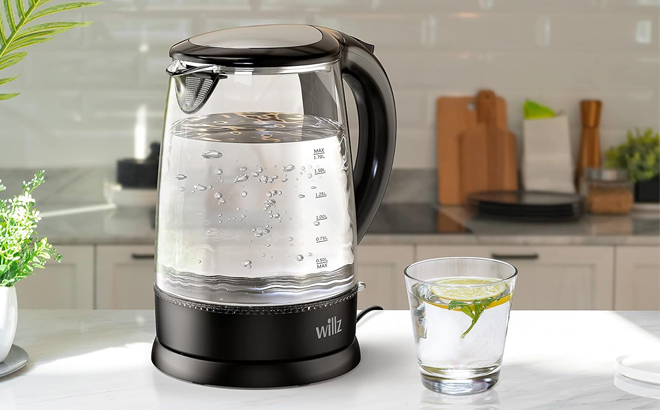 Willz Electric Glass Kettle on a Kitchen Countertop