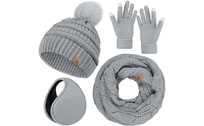 Winter Hat Scarf Gloves and Ear Warmer Set