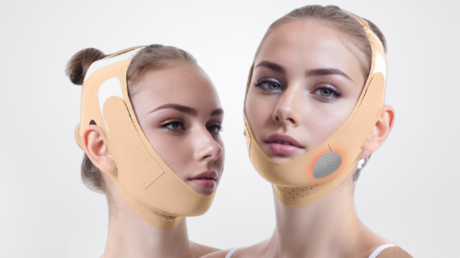 Women Wearing Graphene V Line Chin Up Face Mask