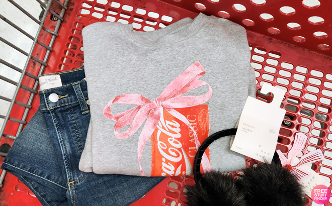 Womens Coca Cola Bow Graphic Sweat shirt