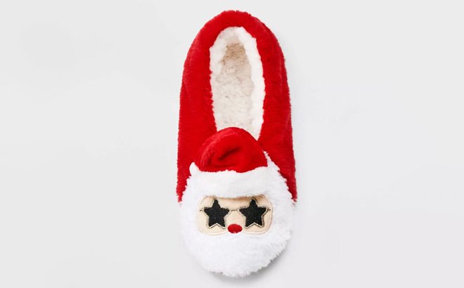 Wondershop Womens Holiday Slippers in Santa Sunglasses Red Ivory Style