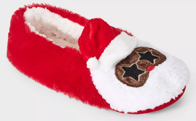 Wondershop Womens Santa Sunglasses Faux Fur Christmas Slipper Sock in Red Style