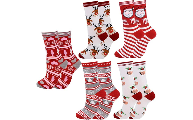 Yeesport 5 Pairs Christmas Holiday Socks