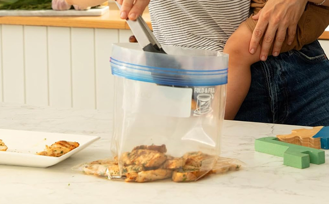 Ziploc Quart Food Storage Freezer Bags on the Kitchen Counter